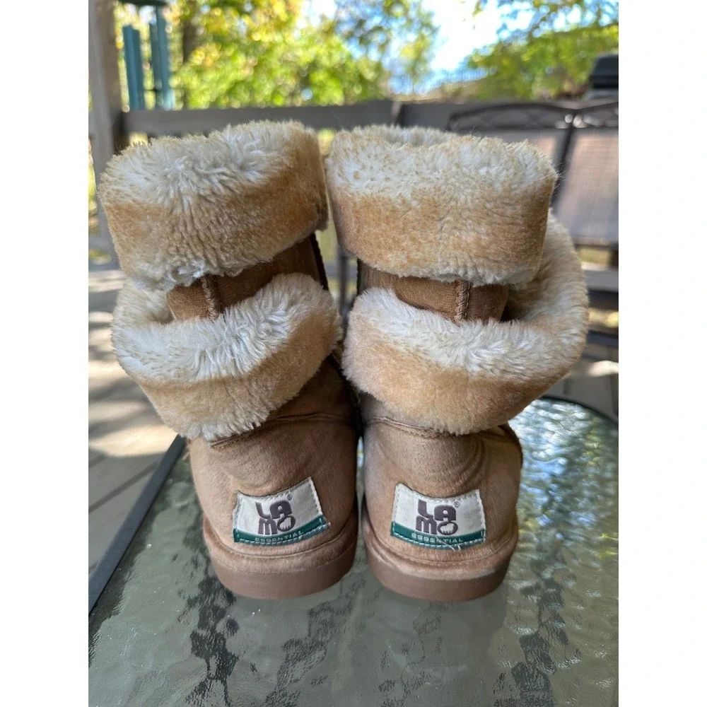 Lamo Suede Boots Tan Suede‎ Leather Faux Fur Woman's 11